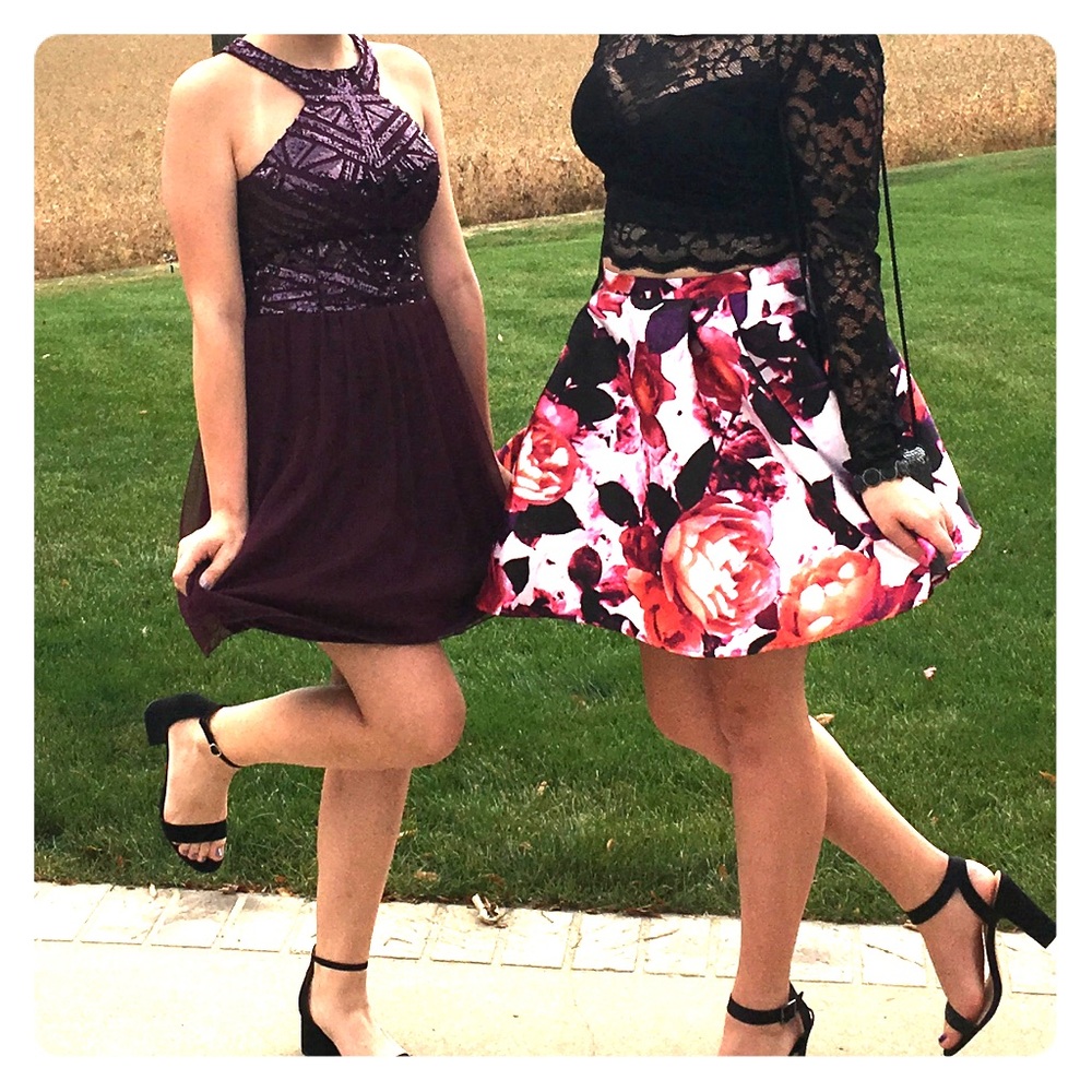 Purple geometric homecoming dress